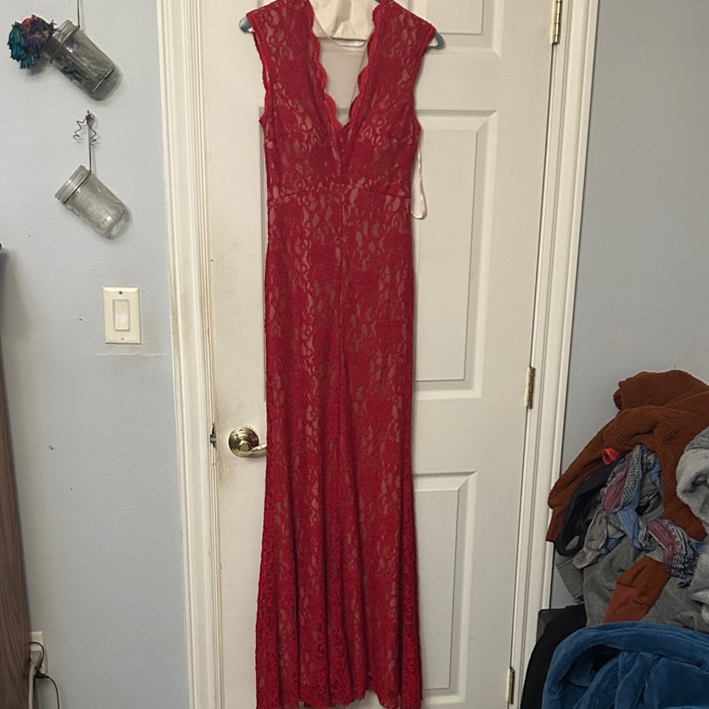 Xscape Red Lace Prom Dress
